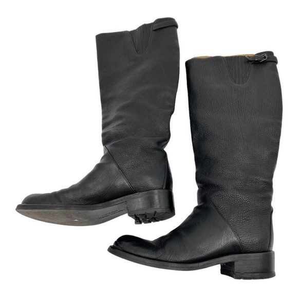 BOTTEGA VENETA RIDING BOOTS BLACK LEATHER SIZE 37 KNEE HIGH BOOTS MOTO - Picture 4 of 13